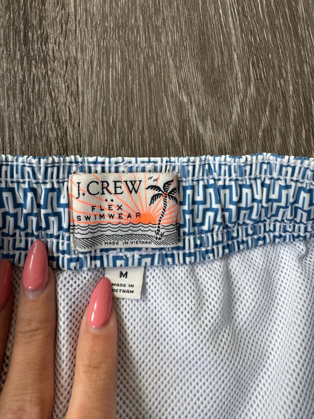 Men's J. Crew Blue & Orange Patterned Swimtrunks